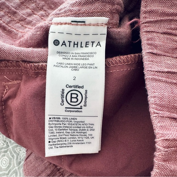 Athleta Cabo 100% Linen Wide Leg Pants Tawny Rose Pink Size 2 - Picture 13 of 14
